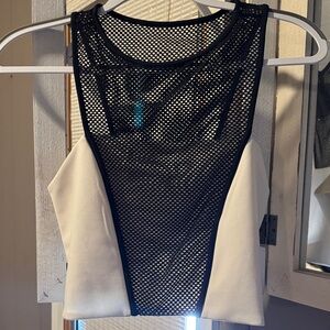 Express Black and White Mesh Tank Top
